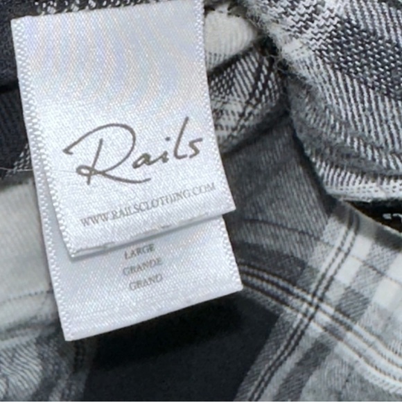 Rails Black Plaid Justin Pocket Shirt Large - Picture 10 of 12